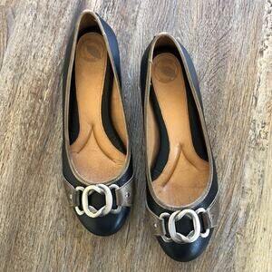 Nurture black and gray wedges with silver buckles size 9.5
